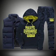 Load image into Gallery viewer, Men's Winter Tracksuits Casual Sportswear Sweatshirts Mens Set 3 Pieces Warm Vest Sweatpants Hoodie Letter Printed Plus Size 5XL