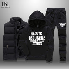 Load image into Gallery viewer, Men's Winter Tracksuits Casual Sportswear Sweatshirts Mens Set 3 Pieces Warm Vest Sweatpants Hoodie Letter Printed Plus Size 5XL
