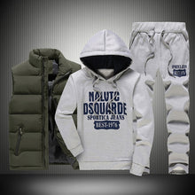 Load image into Gallery viewer, Men's Winter Tracksuits Casual Sportswear Sweatshirts Mens Set 3 Pieces Warm Vest Sweatpants Hoodie Letter Printed Plus Size 5XL
